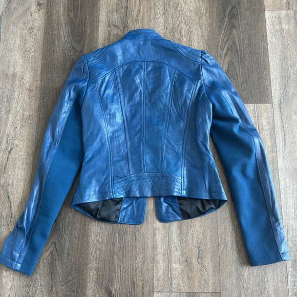 Buffalo David Bitton Blue Leather Jacket - Picture 8 of 9